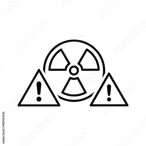 Radiation warning sign isolated on, a symbol of caution and danger from radioactive materials