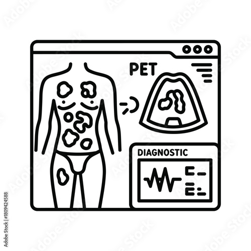 Pet scan diagnostic isolated on, a medical imaging technique used to detect disease and monitor health
