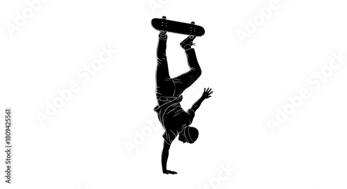 Dynamic skateboarding silhouette showcasing extreme sports action and urban lifestyle, perfect for branding, advertising, or social media content creation