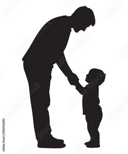 Father and child holding hands in a touching silhouette moment
