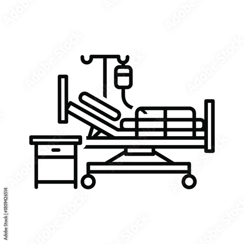 Hospital bed with iv drip isolated on, a symbol of healthcare and medical treatment