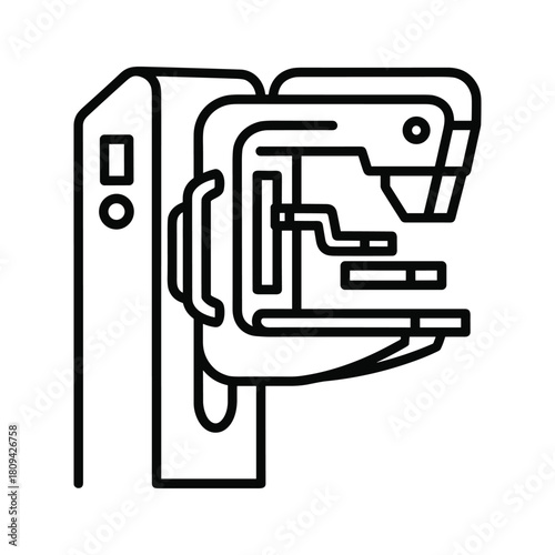 Mammography machine icon isolated on, a specialized medical imaging device for breast cancer screening