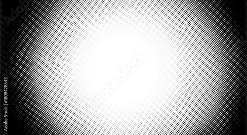 Black and white halftone dot pattern background vignette
