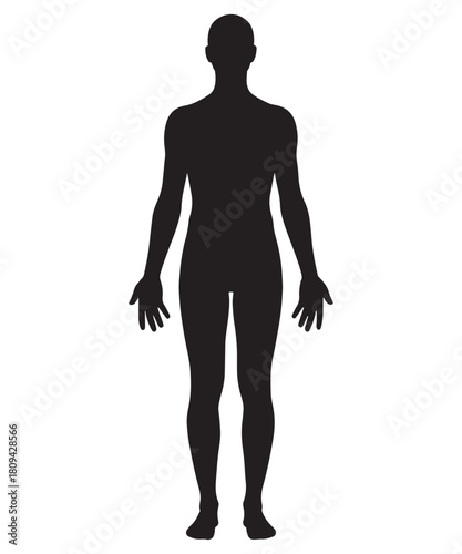 Full body human silhouette standing facing forward silhouette
