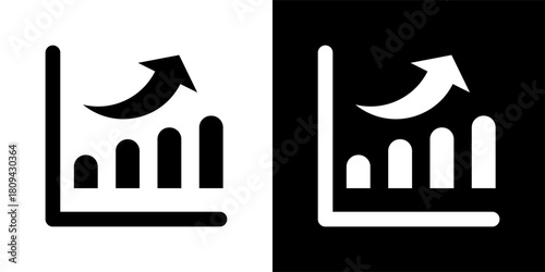 growth icon set in black and white outline vector illustration
