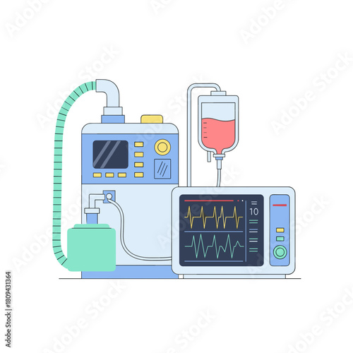 Veterinary anesthesia equipment with monitoring devices in medical setting  