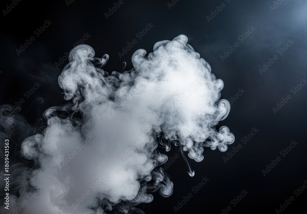 Naklejka premium Close-up of billowing white smoke against a dark background, creating a dynamic and abstract visual.