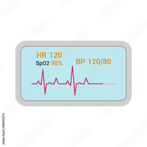 Heart monitor displaying arrhythmia readings and vital signs concept of medicine  
