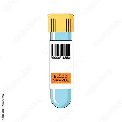 Blood sample tube with barcode in clinical laboratory setting  