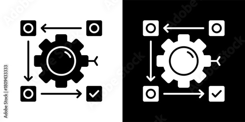 method icon set in black and white solid vector illustration