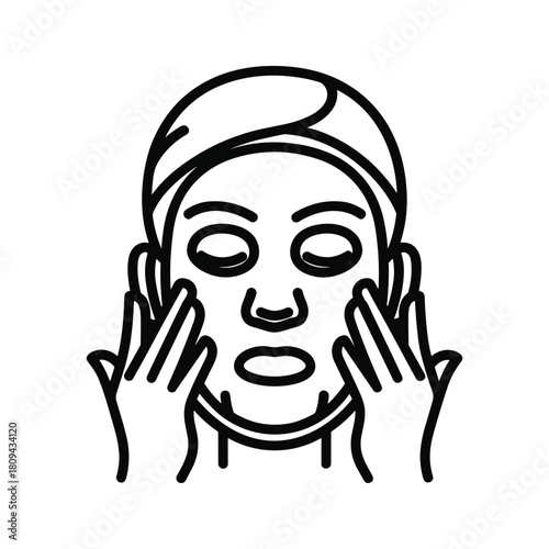 Woman applying facial mask isolated on for skincare and beauty treatment routine