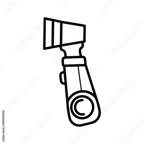 Illustration of an otoscope, a medical instrument used to examine the ear, isolated on