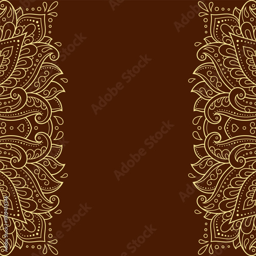 Frame in eastern tradition. Stylized with henna tattoos decorative pattern for decorating covers for book, notebook, casket, magazine, postcard and folder. Flower border in mehndi style.