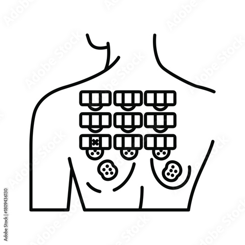 Allergy test on the back isolated on to determine allergic reactions and sensitivities