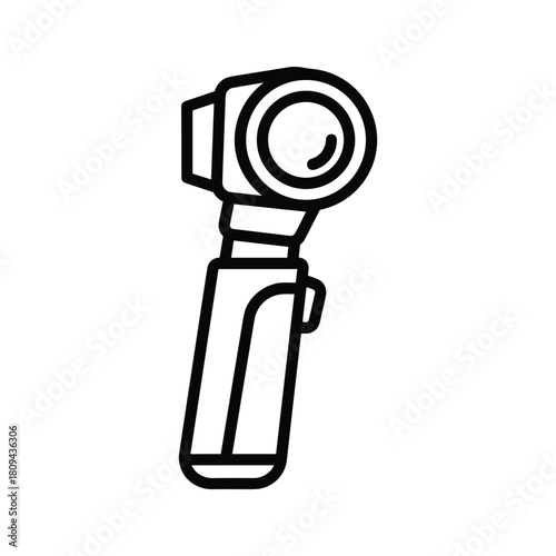 Outline otoscope icon isolated on, a medical instrument used for examining the ear