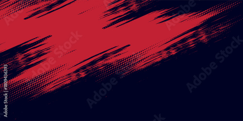 Red halftone dots blue color pattern gradient grunge texture background. Dot pop art comic sport style vector illustration.