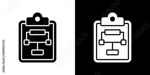 plan icon set in black and white solid vector illustration