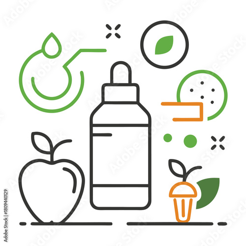 Healthy lifestyle elements icon set featuring running and fitness isolated on white background