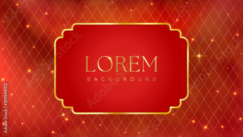 Red Gold Christmas red price tag. Vintage luxury frame