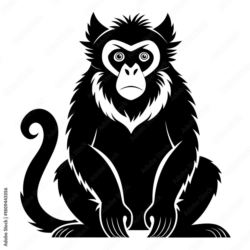 Fototapeta premium Gibbon vector clean black silhouette design white background