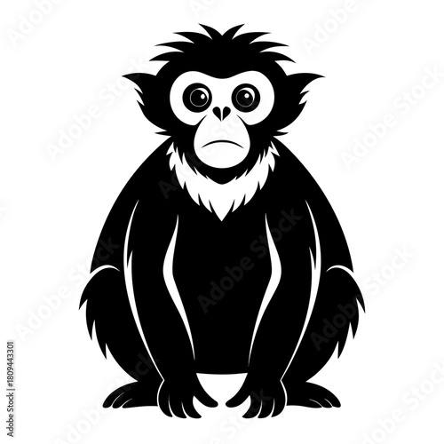 Gibbon vector clean black silhouette design white background