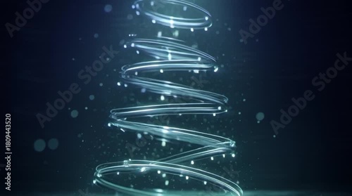 Abstract Glowing Spiral Light Structure Rising Upwards.