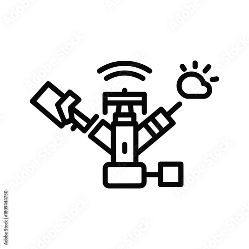 Smart irrigation system icon with weather sensor and wireless signal