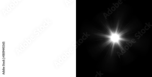 bright white starbursts with rays isolated on transparent background
