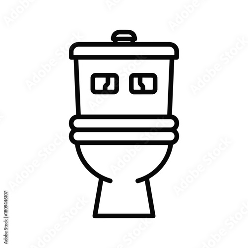 Toilet bowl and tank line art icon for restroom or bathroom design