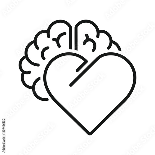 Human brain and heart connection, love, emotion, and intelligence isolated on