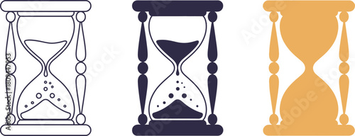 Hourglass Icon Set Time Management Deadline and Productivity Conceptual Design with Vector Illustration