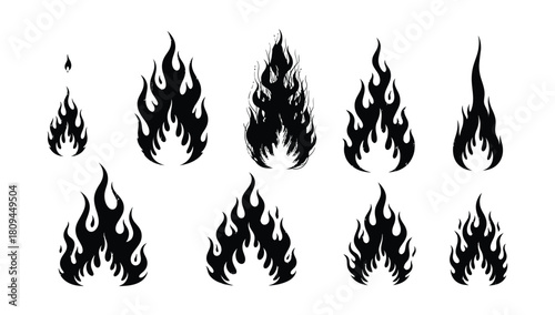 Animated fire frames black and white animation sequence for game design