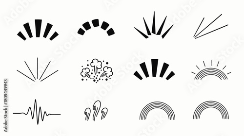 Set of abstract graphic elements in black and white for design projects