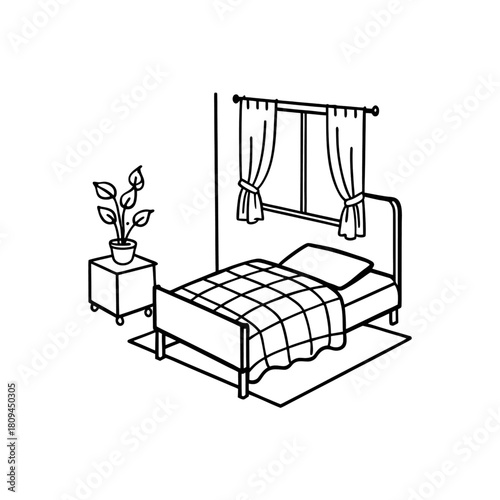 Cozy bedroom interior illustration for relaxation, sleep, and sweet dreams concept