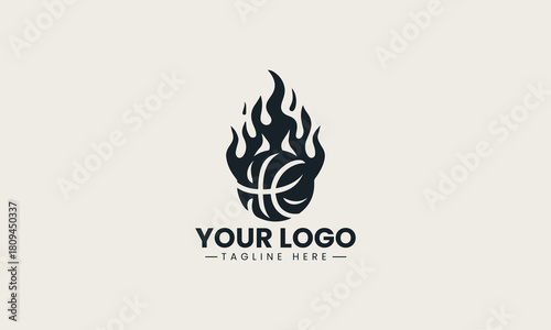 Basketball fire black vector logo