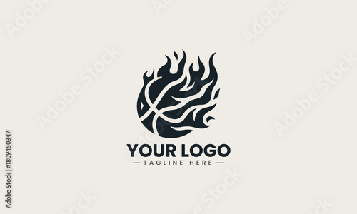 Basketball fire black vector logo