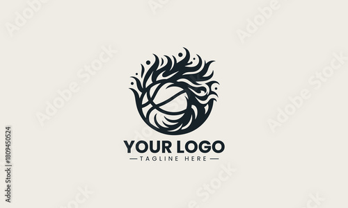 Basketball fire black vector logo