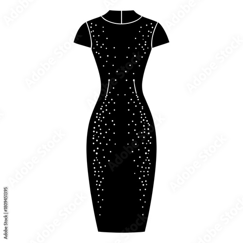 Sequin sheath dress vector clean black silhouette design white background