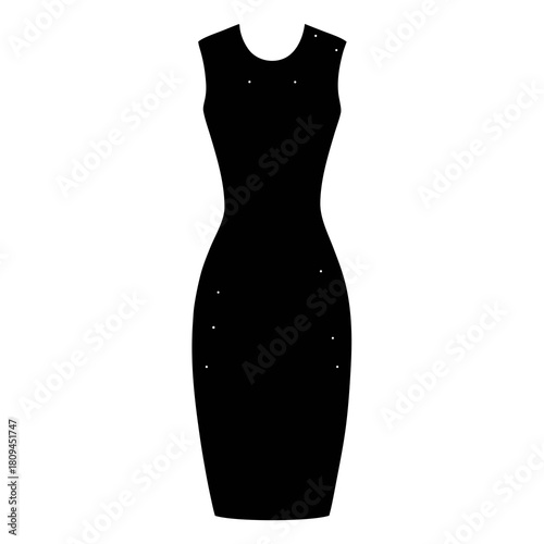 Sequin sheath dress vector clean black silhouette design white background