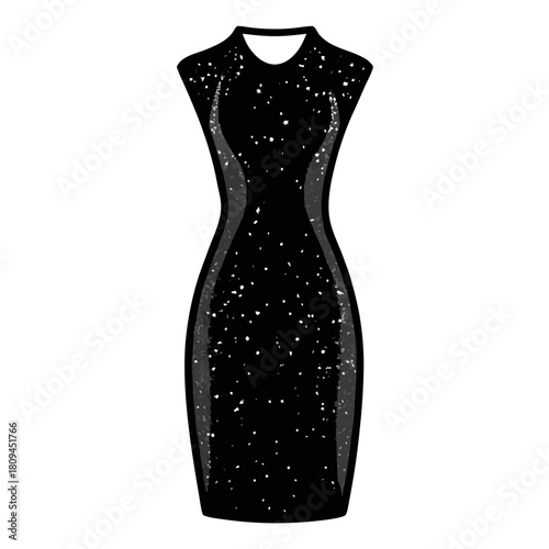 Sequin sheath dress vector clean black silhouette design white background