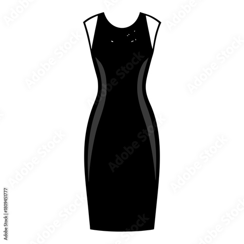 Sequin sheath dress vector clean black silhouette design white background