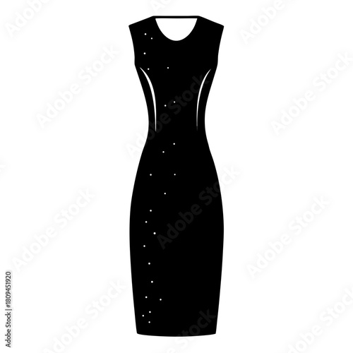 Sequin sheath dress vector clean black silhouette design white background