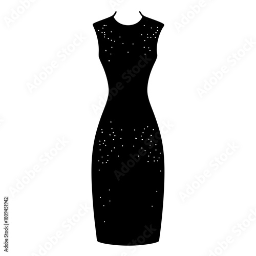 Sequin sheath dress vector clean black silhouette design white background