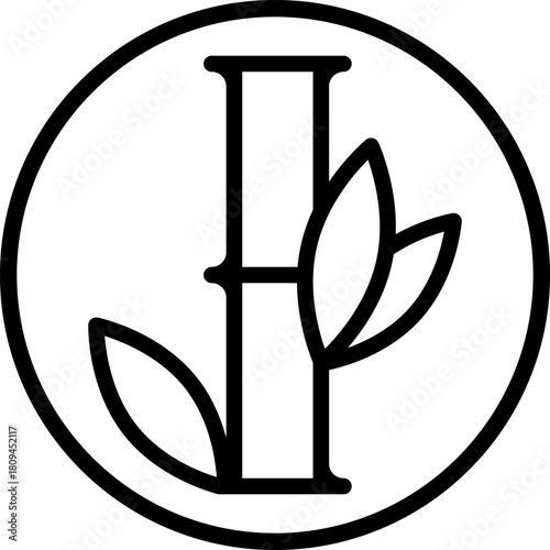 Bamboo Stem Line Icon with Leaves. A clean eco-friendly botanical icon for natural and organic products