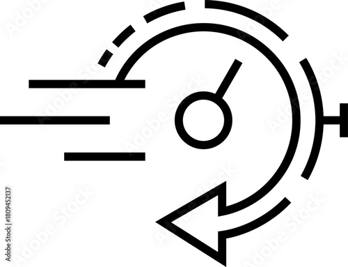 Fast Recovery Line Icon with Stopwatch and Arrows. A clean symbol representing speed, rapid processes, and quick results