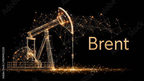 Modern oil pump graphic with Brent crude oil representation and digital design