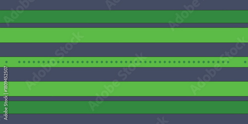 A close up of green and gray horizontal stripes with a line of small green circles in the center stripe