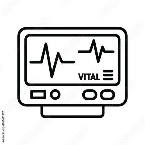 Illustration of vital sign monitor isolated on for healthcare and medical monitoring