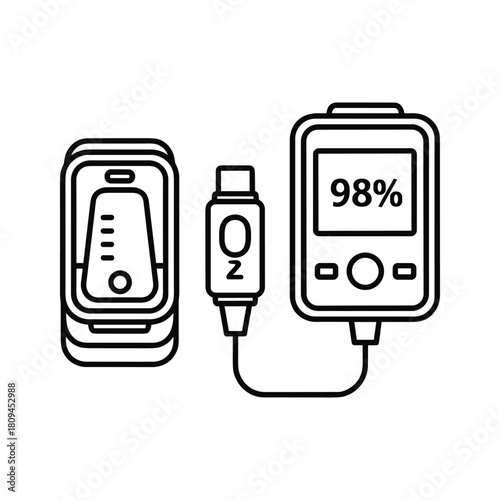 Illustration of continuous glucose monitor with sensor and receiver isolated on