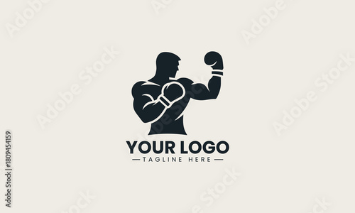 Boxing Fighter black vector logo
